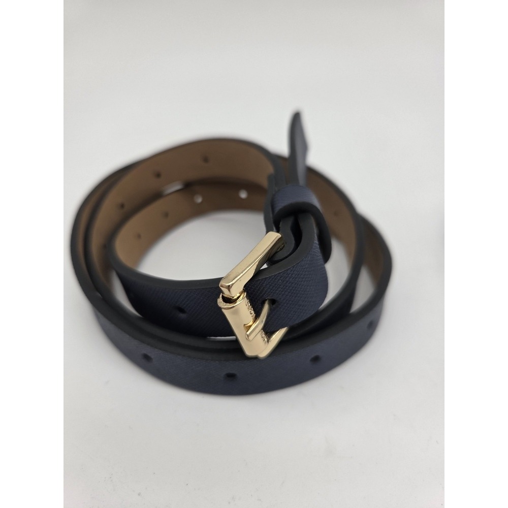 MK Michael Kors Lot of 2 Skinny Thin Large Womens Belt Navy Monogram White - Picture 3 of 4